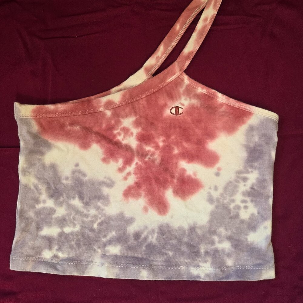 Champion tie dye off shoulder crop top, size M